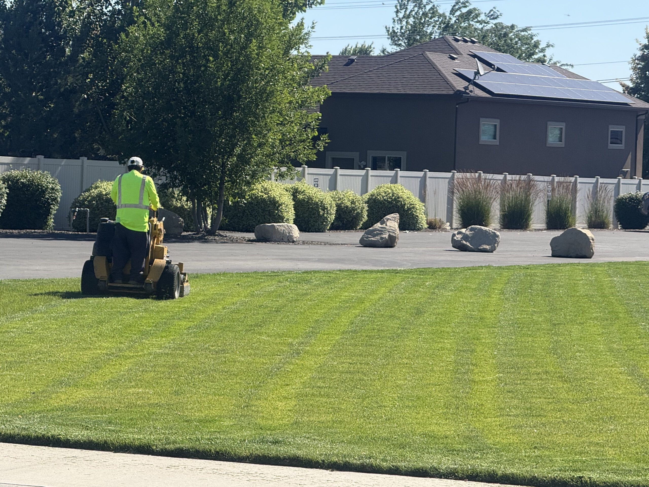 a man is mowing